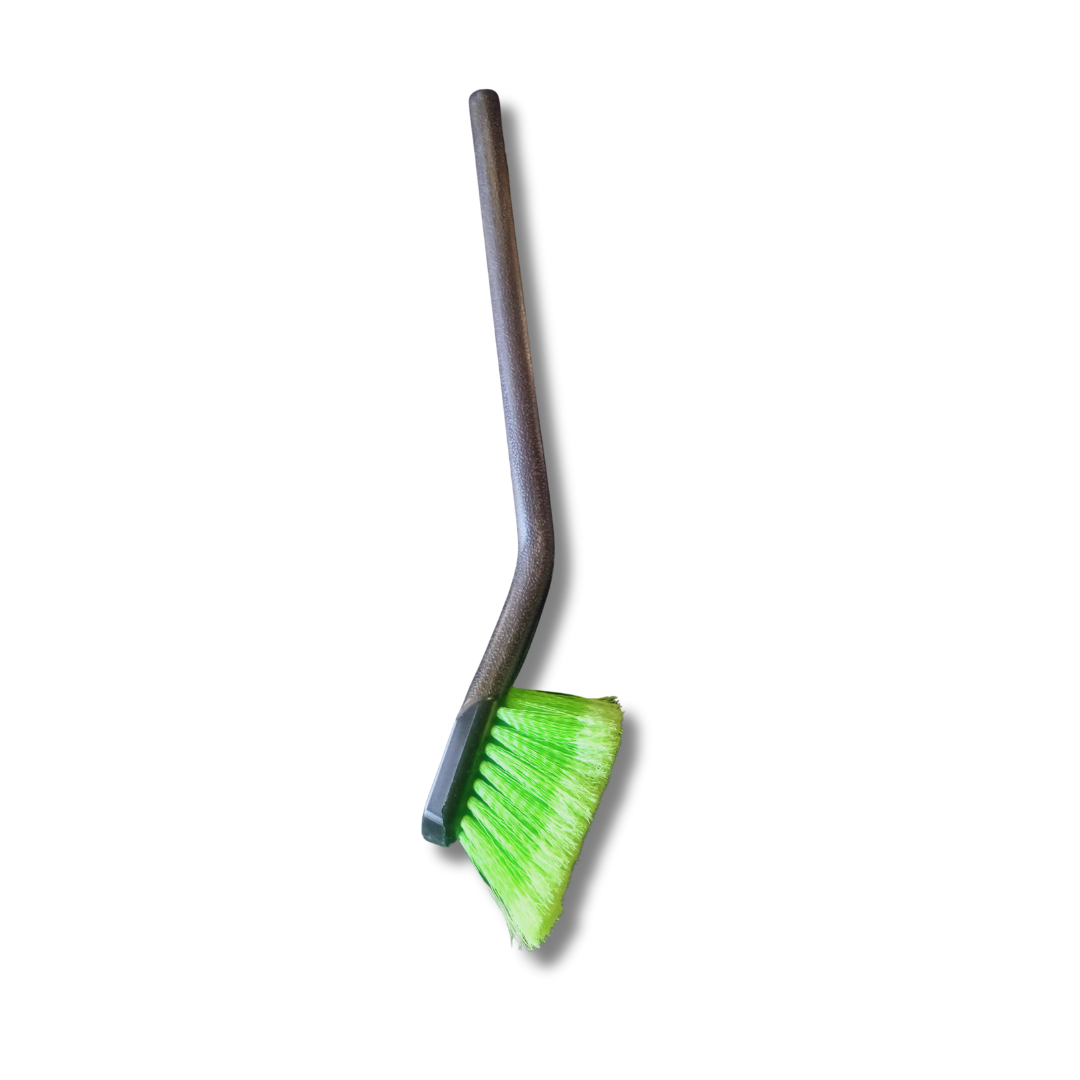 LONG CURVE HANDLE WHEEL BRUSH SOFT BRISTLES GREEN