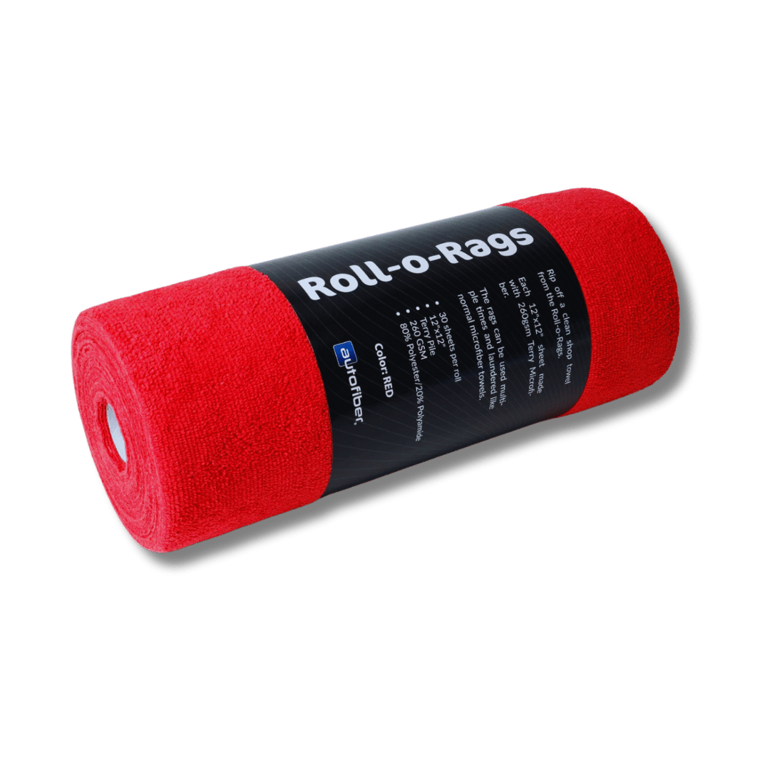 Microfiber Towels on a Roll 12'x12' - 30/roll RED